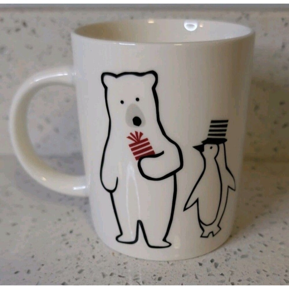 Crate & Barrel + Joan Anderson Arctic Friends Polar Bear Penguin 12 oz Adult Mug